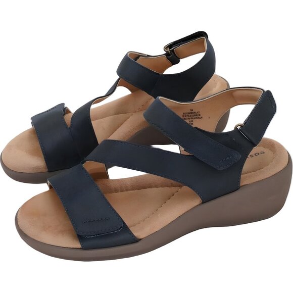 Easy Spirit Kimberly Strappy Low Wedge Sandals Navy Women's US 7M - Picture 2 of 6